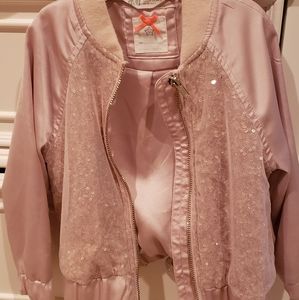 H&M pink baby girl jacket with sequins and zipper